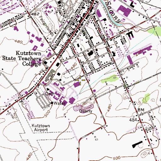 Topographic Map of Kutztown Area High School, PA