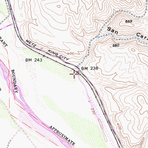 Topographic Map of San Carlos Canyon, CA