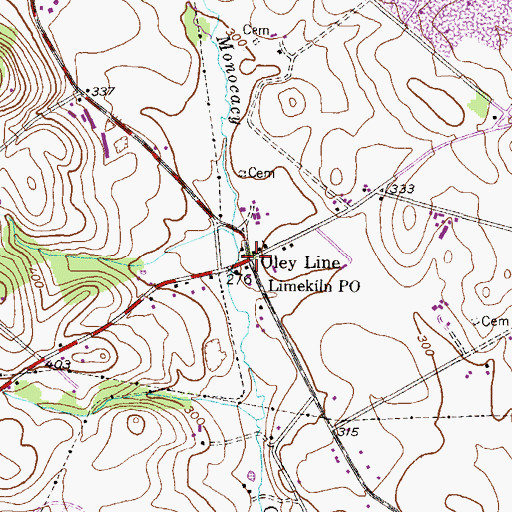 Topographic Map of Limekiln, PA