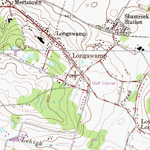 Topographic Map of Longswamp Union Cemetery, PA