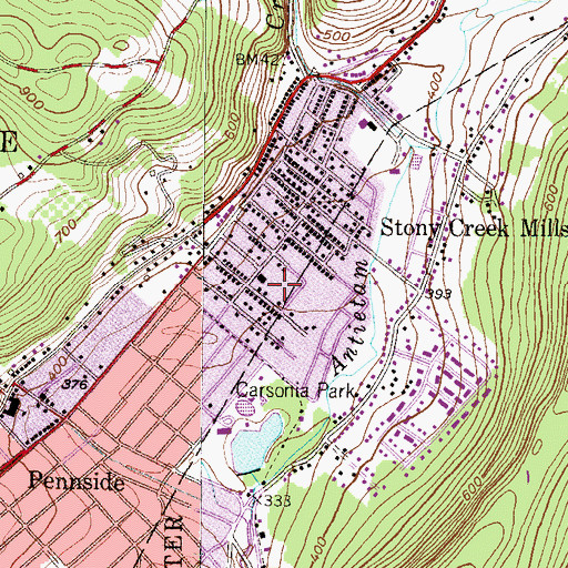 Topographic Map of Lower Alsace Fire Company Station 4, PA