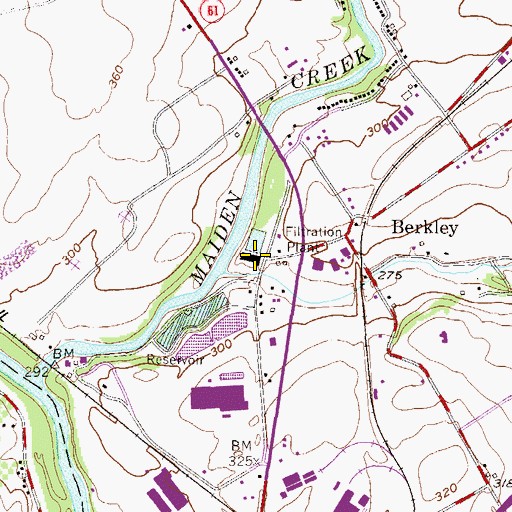 Topographic Map of Maidencreek Pumping Station, PA