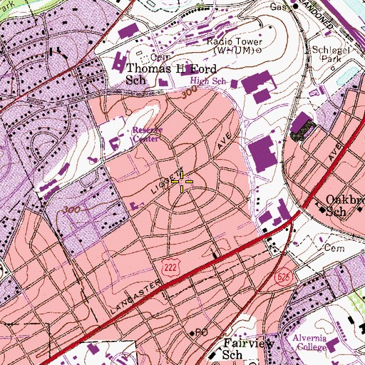 Topographic Map of Oakbrook Housing Park, PA
