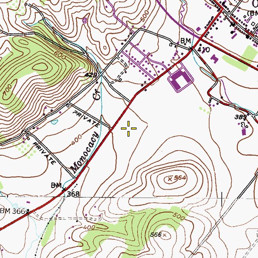 Topographic Map of Oley Valley Middle School, PA