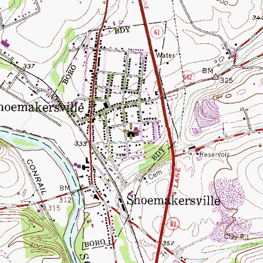 Topographic Map of Perry Elementary School, PA