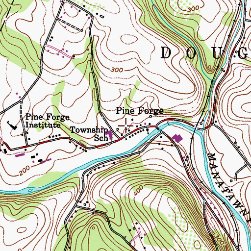 Topographic Map of Pine Forge Sportsmen's Club, PA