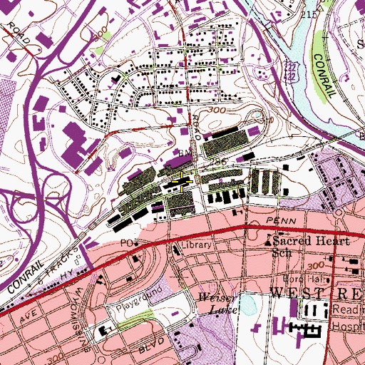 Topographic Map of Reading Hospital at Wyomissing, PA