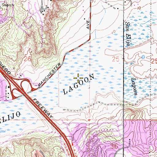 Topographic Map of San Elijo Lagoon, CA