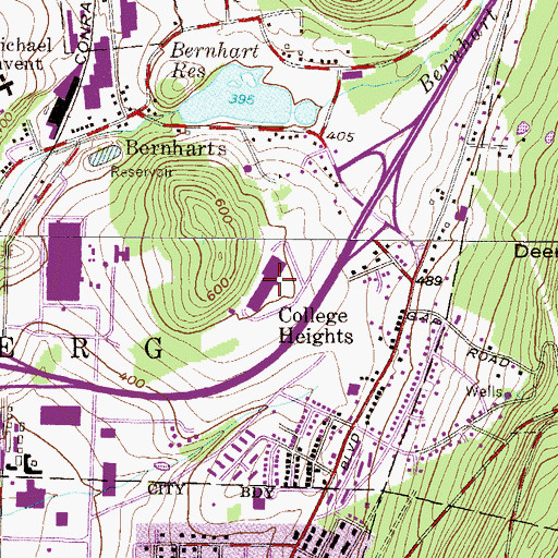 Topographic Map of Reading-Muhlenberg Area Vocational-Technical School, PA