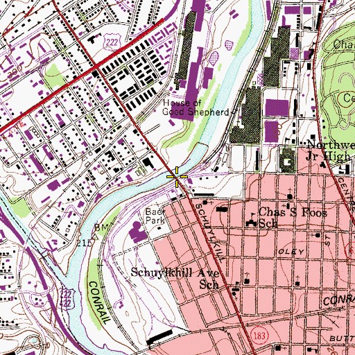 Topographic Map of Schuylkill Avenue Bridge, PA