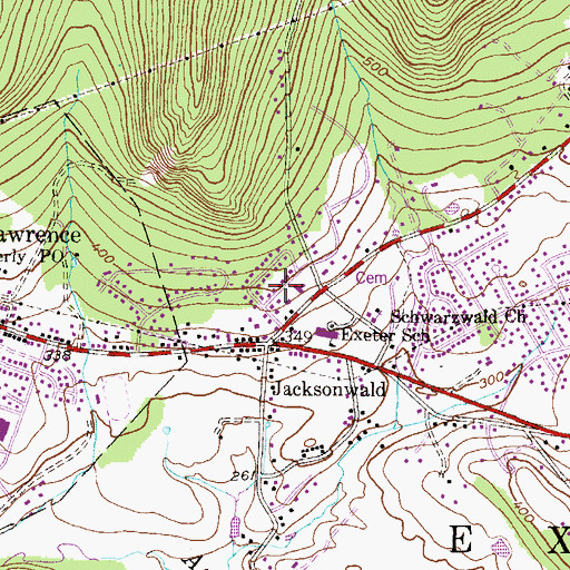 Topographic Map of Schwarzwald Heights, PA