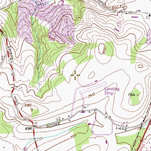 Topographic Map of Shiloh Hills Park, PA