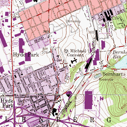 Topographic Map of Sacred Heart Villa, PA