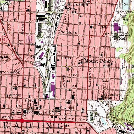 Topographic Map of Saint Lukes Evangelical Lutheran Church, PA