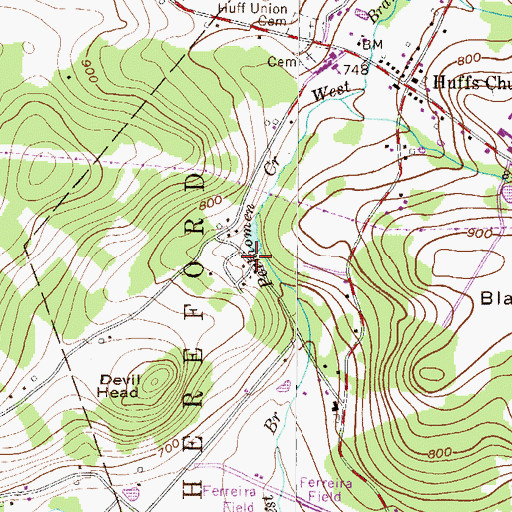 Topographic Map of Mensch Mill Conference and Retreat Center, PA