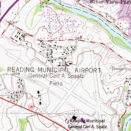 Topographic Map of Mid-Atlantic Air Museum, PA
