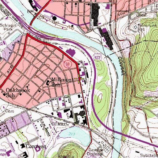 Topographic Map of Millmont, PA