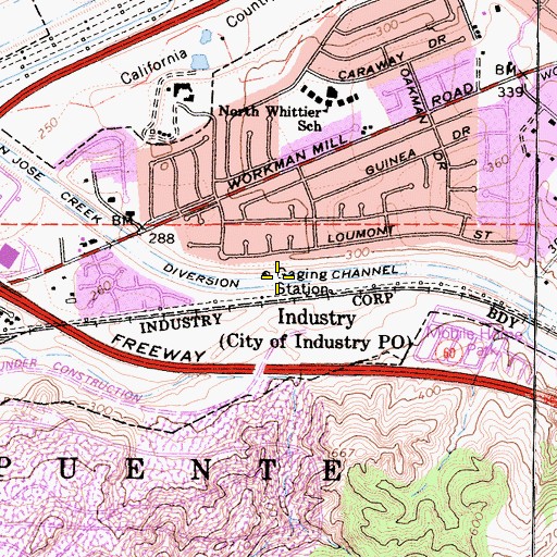 Topographic Map of San Jose Creek Diversion Channel, CA