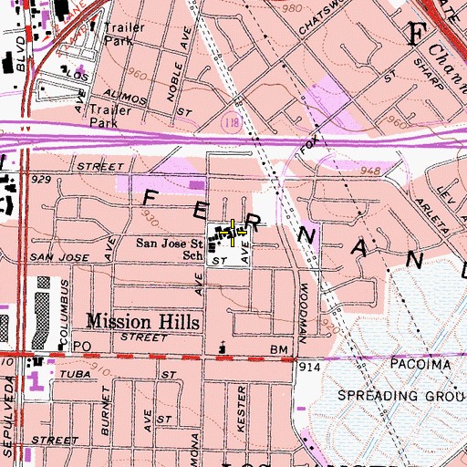 Topographic Map of San Jose Elementary School, CA