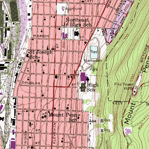 Topographic Map of Hampden Mennonite Church, PA