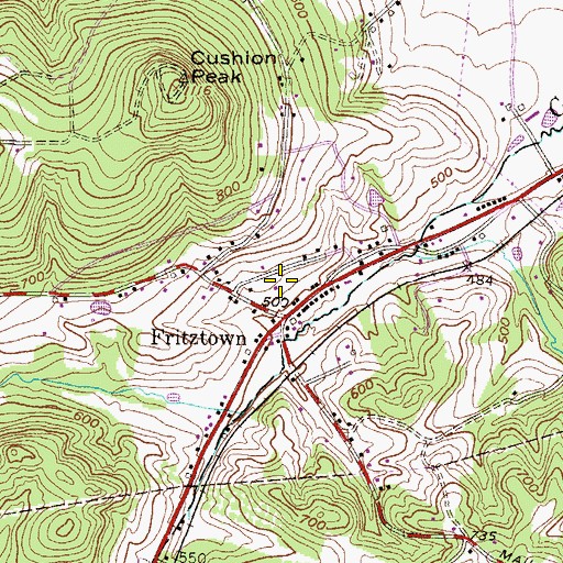Topographic Map of Hillside Christian Church, PA
