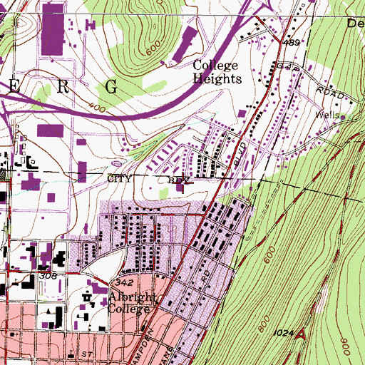 Topographic Map of Jewish Community Center, PA