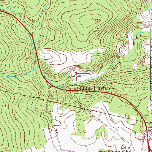 Topographic Map of Joanna Furnace, PA