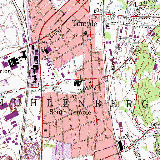 Topographic Map of KidsPeace Berks Campus, PA