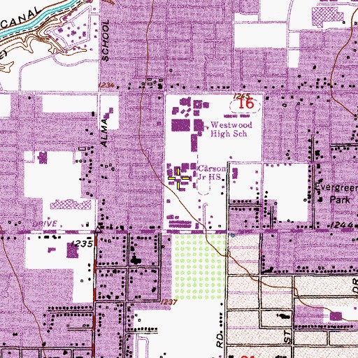 Topographic Map of Carson Junior High School, AZ