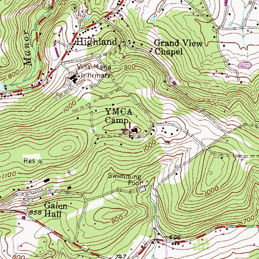 Topographic Map of Wigwam, PA