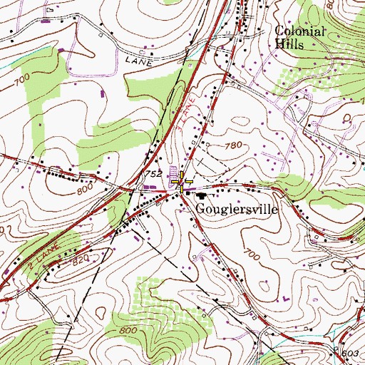 Topographic Map of Wyomissing (Gouglersville) United Church of Christ, PA