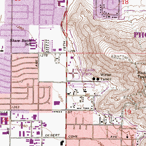Topographic Map of Highland Terrace Mobile Home Park, AZ