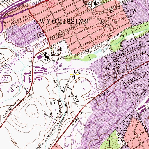 Topographic Map of Wyomissing Parks Barn, PA