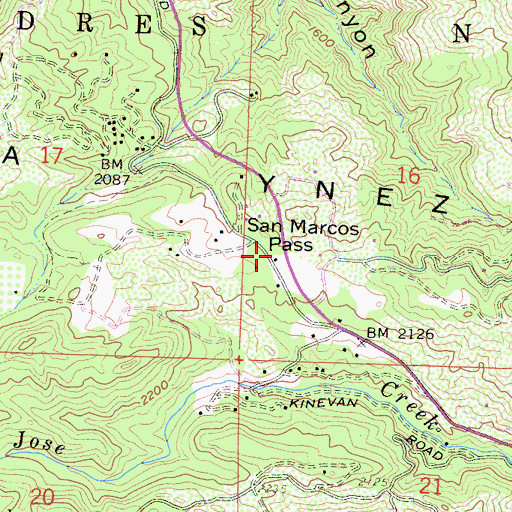 Topographic Map of San Marcos Pass, CA