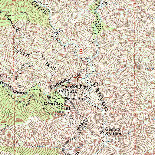 Topographic Map of San Olene Canyon, CA