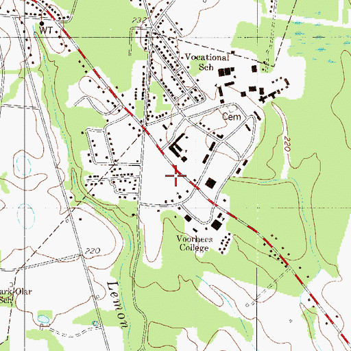 Topographic Map of Voorhees College Leonard E Dawson Health and Human Resources Center, SC