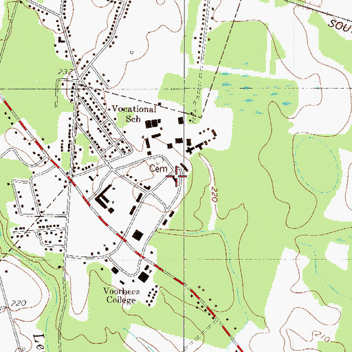 Topographic Map of Voorhees College Menafee Hall, SC