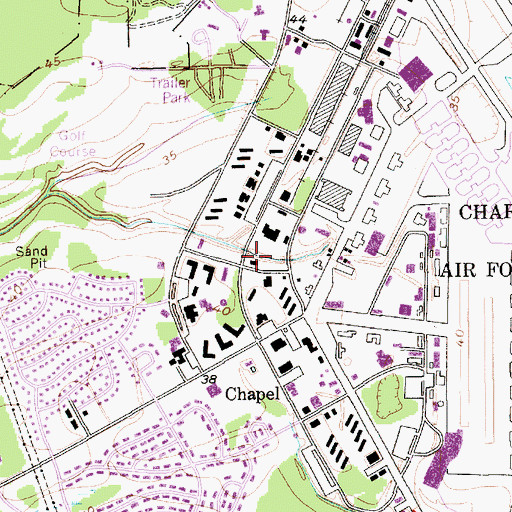 Topographic Map of Charleston Air Force Base Post Office, SC