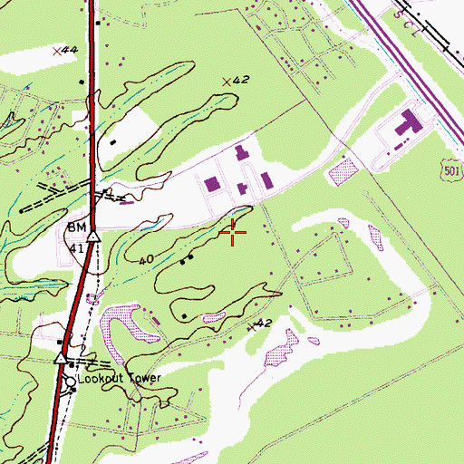Topographic Map of Coastal Carolina University The Gardens Residence Halls, SC