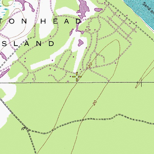 Topographic Map of Dolphin Head Golf Club, SC