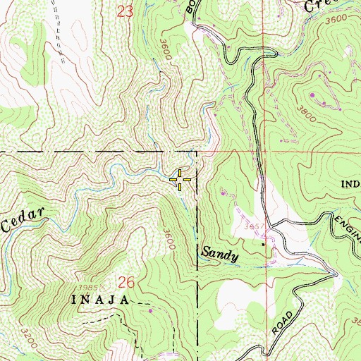 Topographic Map of Sandy Creek, CA