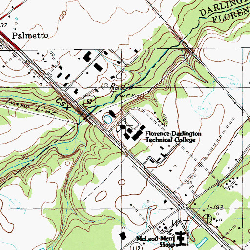 Topographic Map of Florence Darlington Technical College Library, SC