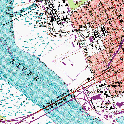 Topographic Map of Charleston Municipal Court, SC