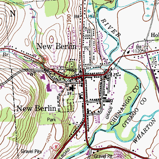 Topographic Map of New Berlin Fire Department, NY