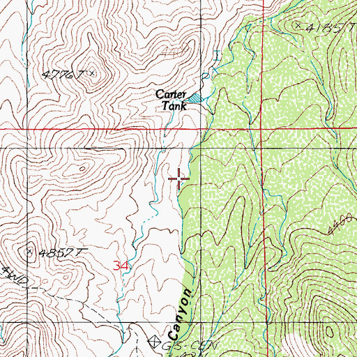 Topographic Map of Carter Canyon, AZ