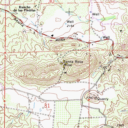 Topographic Map of Santa Rosa Mine, CA
