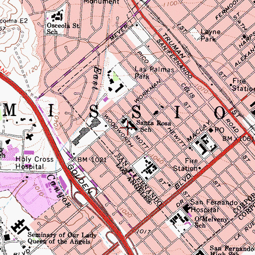 Topographic Map of Santa Rosa Catholic School, CA