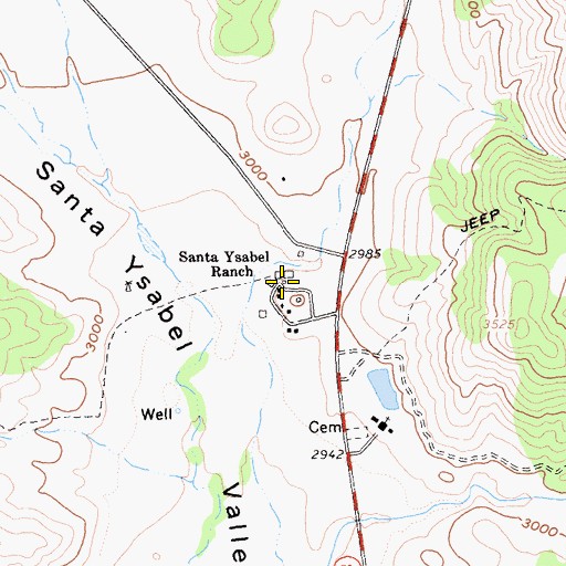 Topographic Map of Santa Ysabel Ranch, CA