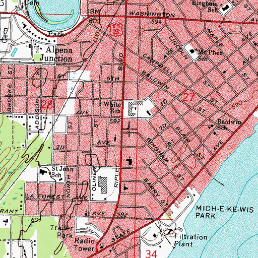 Topographic Map of Free Methodist Church, MI