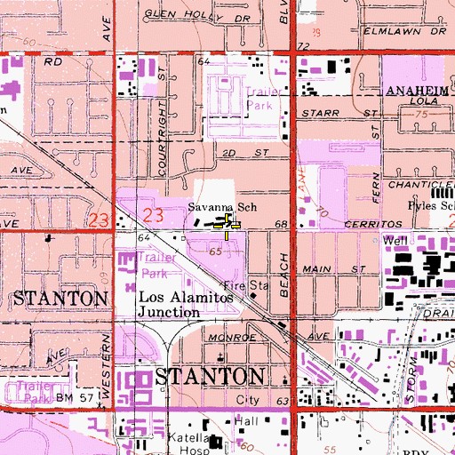 Topographic Map of Savanna School, CA